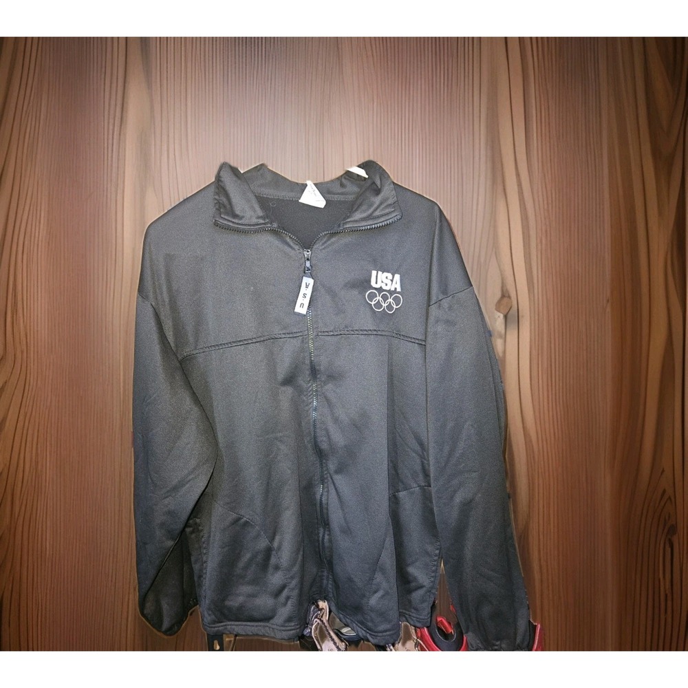United States Olympic Committee Jacket Mens XLarge Black Full Zip Made In USA